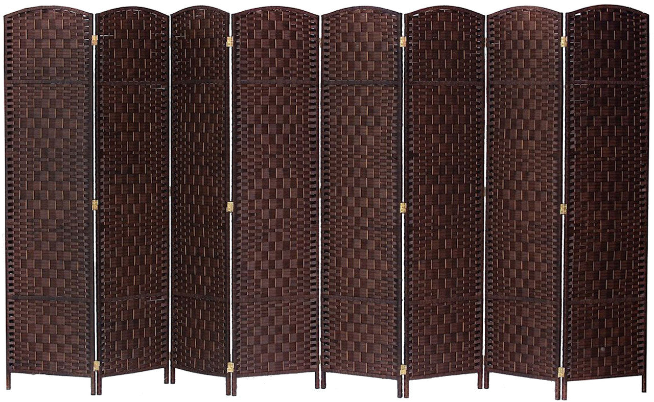 8 Panel Room Divider Privacy Screen Diamond Weave Bamboo Fiber