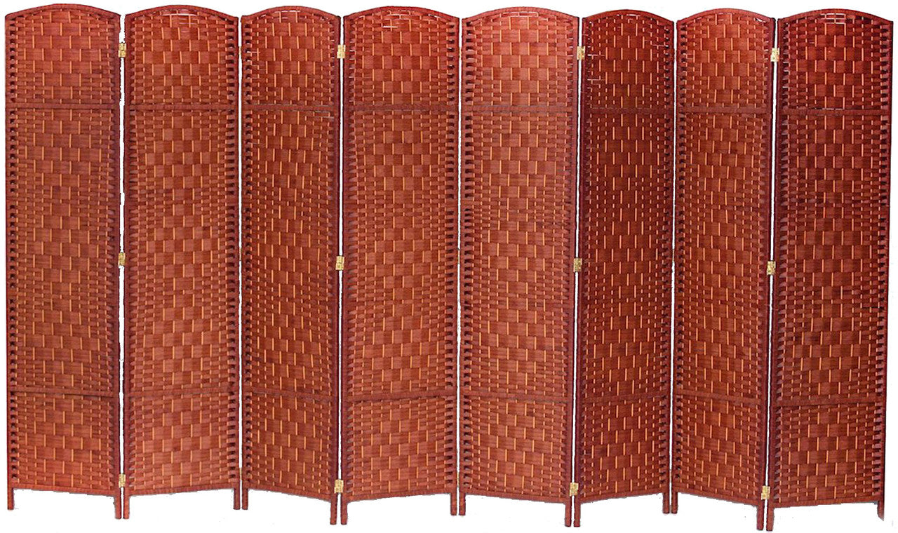 8 Panel Room Divider Privacy Screen Diamond Weave Bamboo Fiber