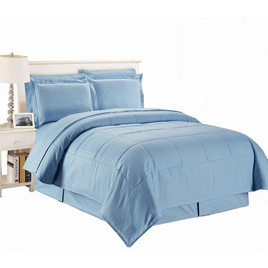 8 pc Microfiber Comforter Set Light Blue Color