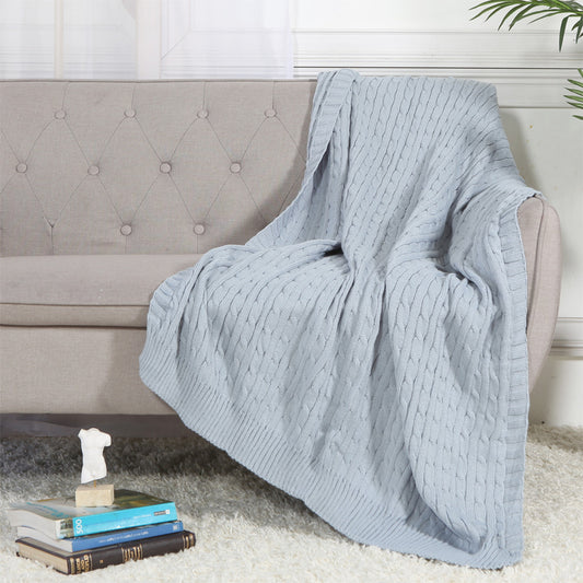 Cable Knit Sweater Design Soft Lightweight Throw with Tassels