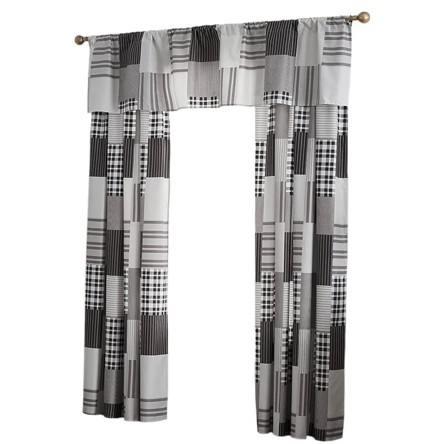 3 PCS Quilt Bedspread Coverlet Grey and White Patchwork Design