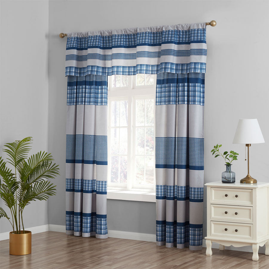 3 PCS Quilt Bedspread Coverlet Blue and White Patchwork Design Microfiber