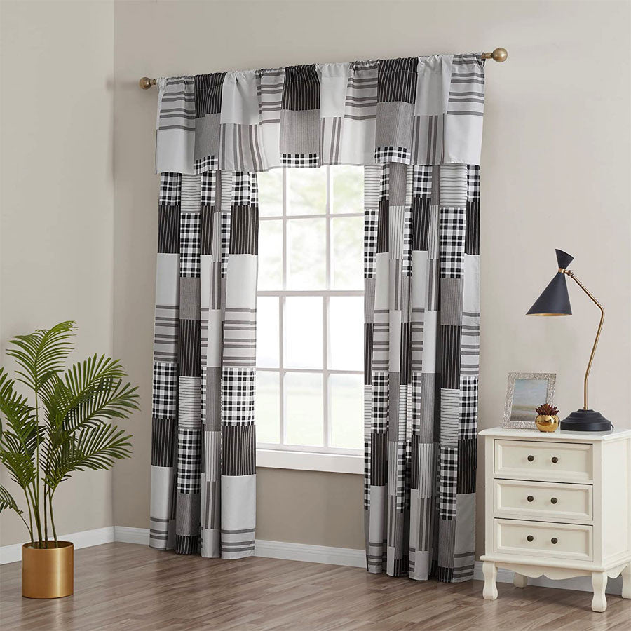3 PCS Quilt Bedspread Coverlet Grey and White Patchwork Design