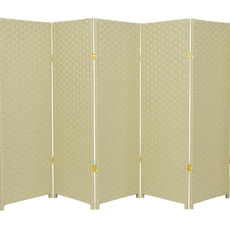 Room Divider 5 Panel Weave Design Fiber