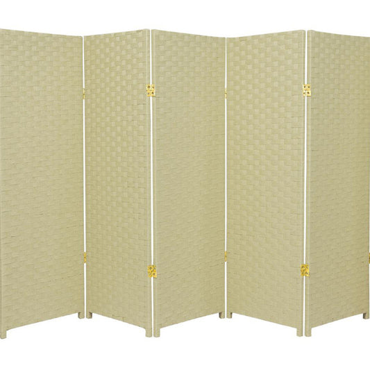 Room Divider 5 Panel Weave Design Fiber
