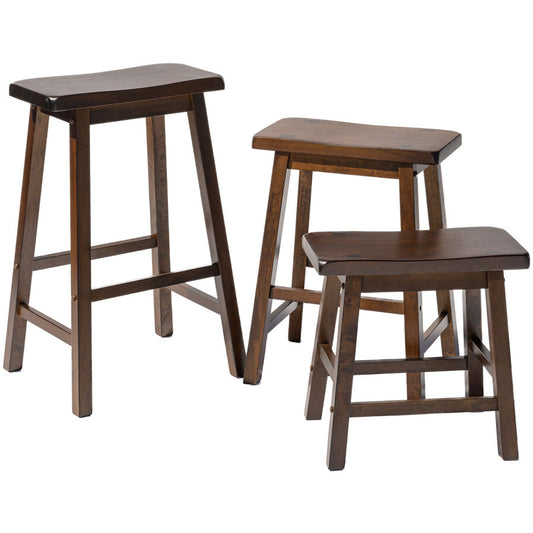 2 Saddle Backless Bar Counter High Stools Distressed Espresso Finish