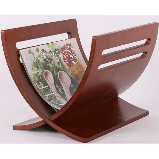Solid Wood Magazine Holder, Brown Color