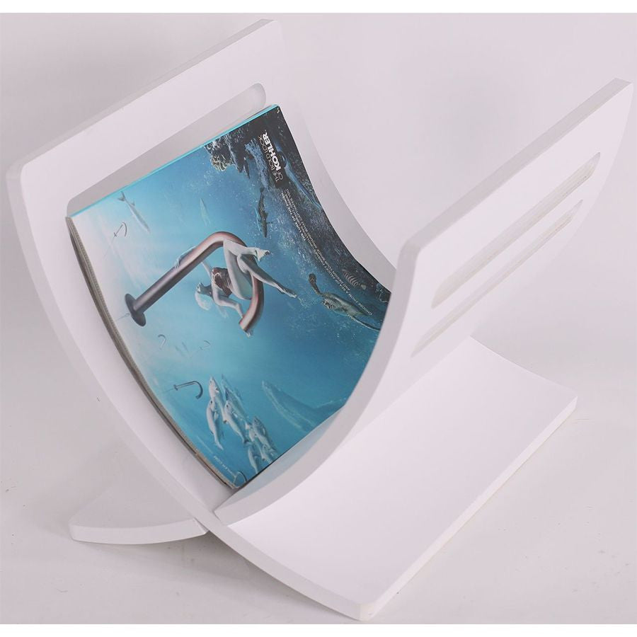 Solid Wood Magazine Holder, White Color