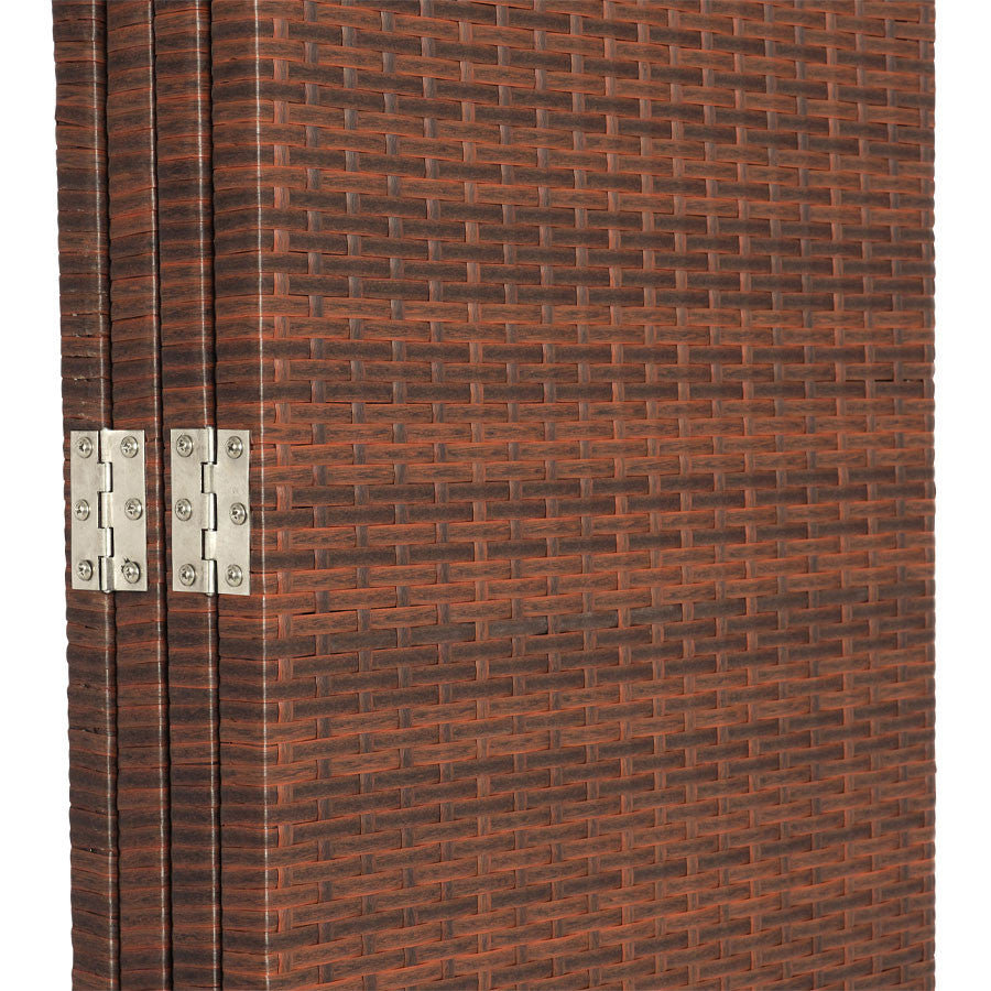 3 & 4 Panels Patio Outdoor Room Screen Divider Resin Wicker Brown