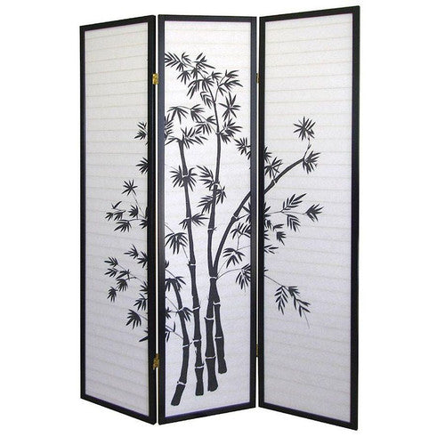 Room Divider 3 Panel Black Framed Bamboo Print