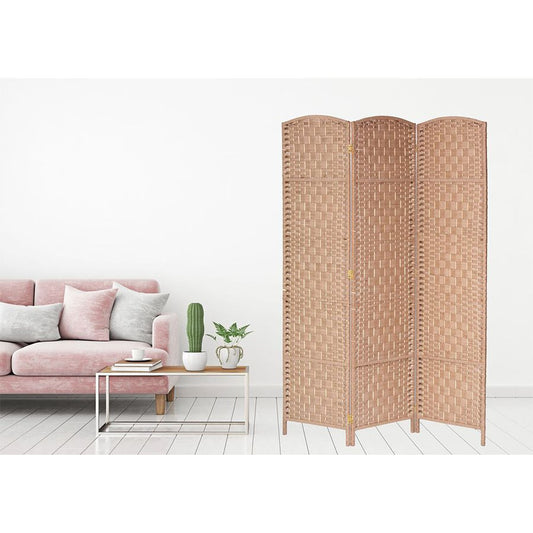 3 Panel Room Divider Privacy Screen Diamond Weave Fiber
