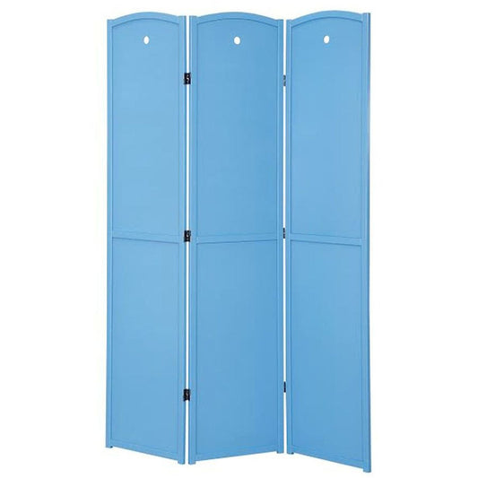 Room Divider 3 Panel Solid Wood Blue