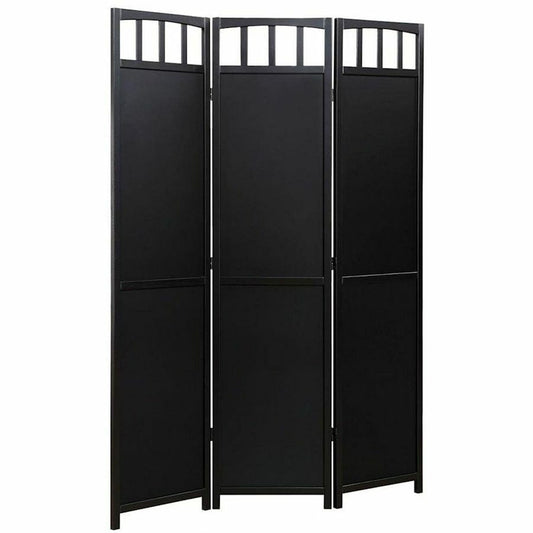 3 or 4 Panels Room Divider Privacy Screen Solid Wood  70" Tall Black