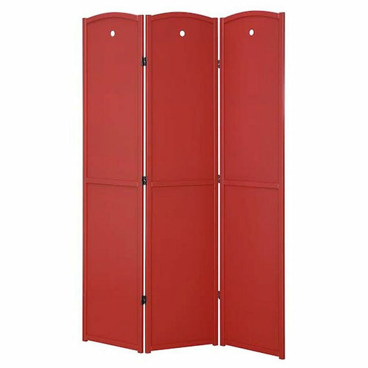 3 Panel Room Divider Solid Wood Red