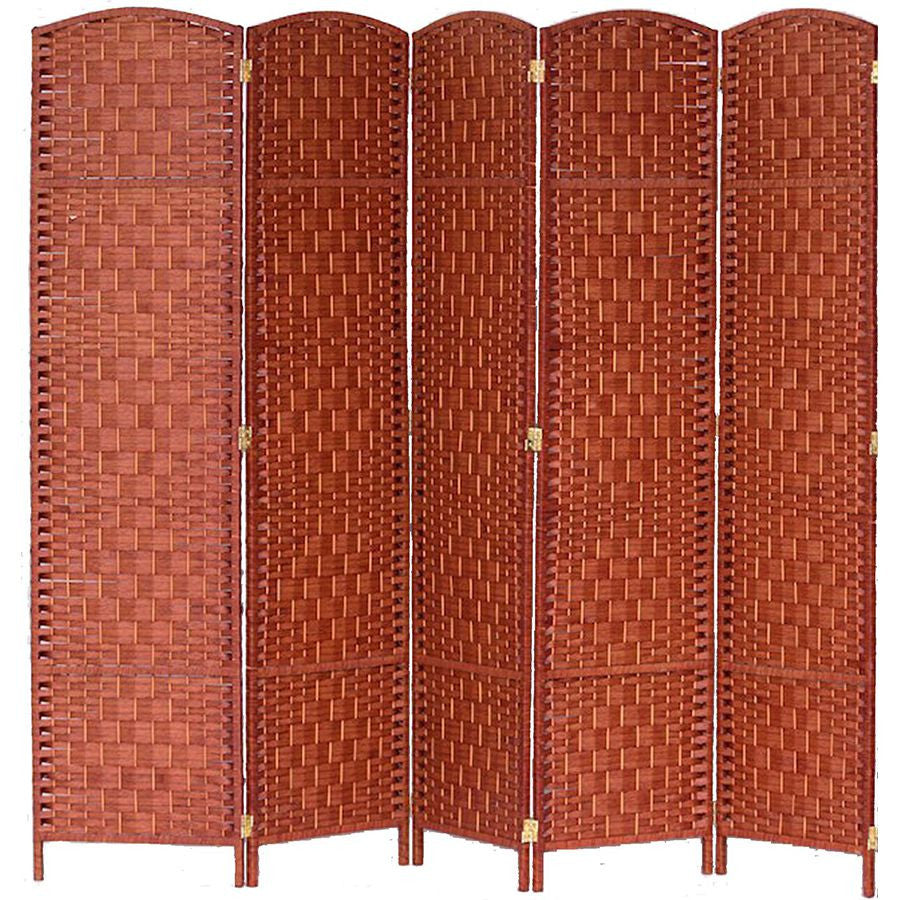 5 Panel Room Divider Privacy Screen Diamond Weave Fiber