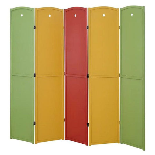 Room Divider 5-panel Solid Wood Multi Color