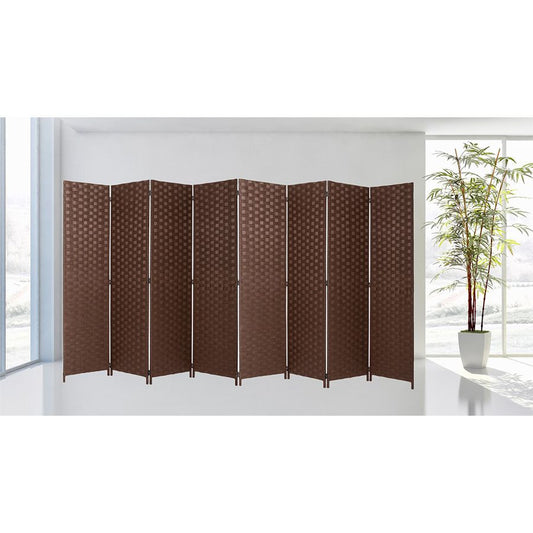 Room Divider 8 Panel Weave Design Fiber Black, Beige, Ivory, or Brown Color