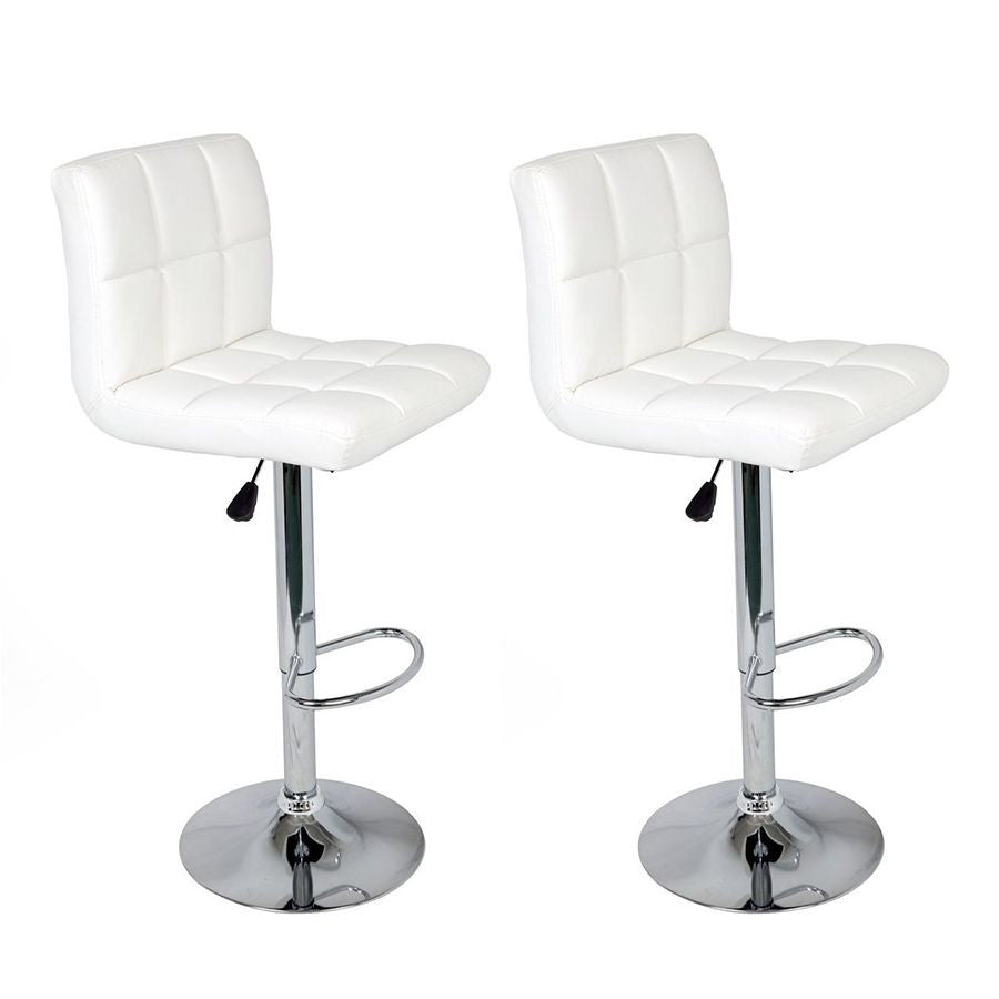 Set of 2 Adjustable Swivel Bar Stools  White Color