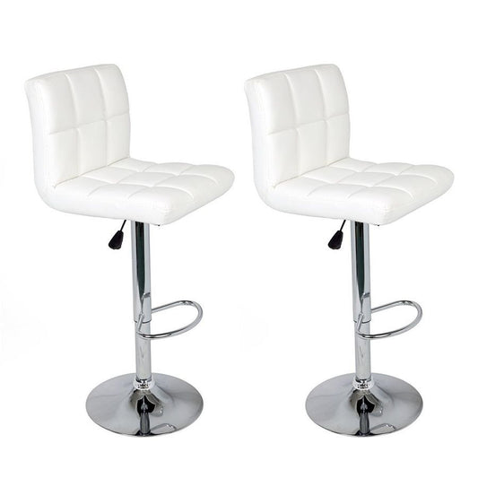 Set of 2 Adjustable Swivel Bar Stools  White Color