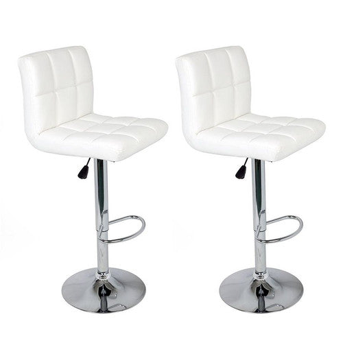 Set of 2 Adjustable Swivel Bar Stools  White Color