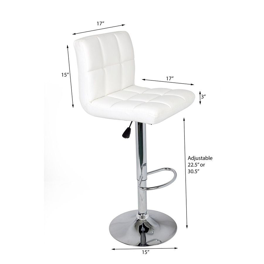 Set of 2 Adjustable Swivel Bar Stools  White Color